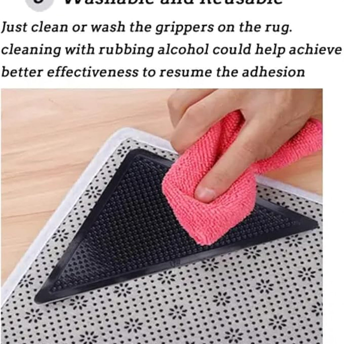 Set 4 Colțare Antiderapante din Silicon Ruggies pentru Fixarea Covoarelor