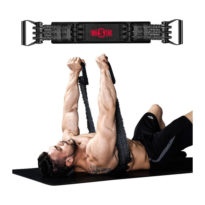 Benzi de Rezistență Reglabile INNSTAR, până la 90 kg, cu Bară de Fitness de 91 cm, Negre