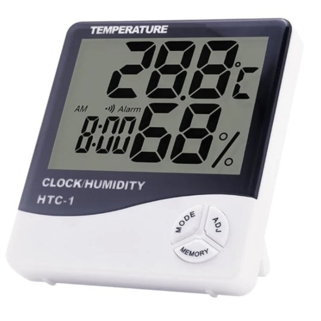 Termometru și Higrometru Digital de Cameră cu Ceas și Alarmă