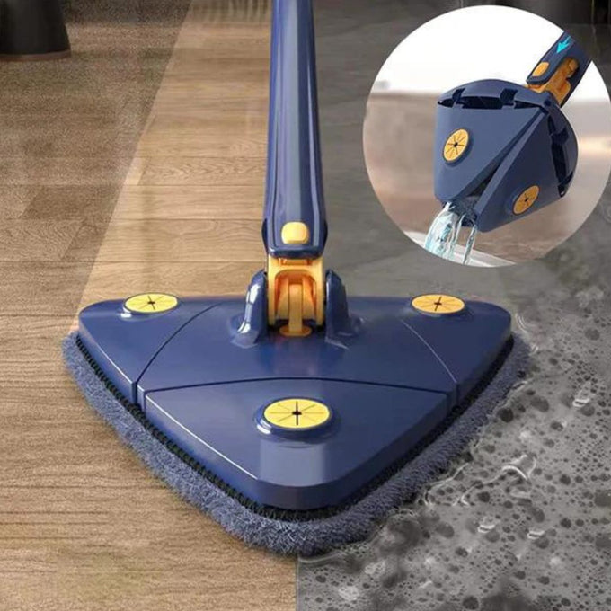 Mop cu Cap Triunghiular ActionClean, Rotire 360°, cu Lavetă din Microfibră