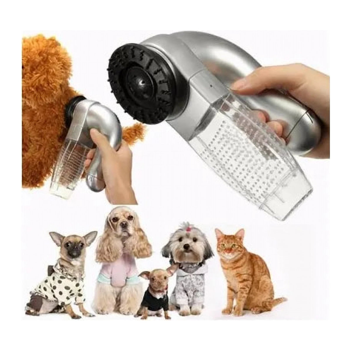 Perie cu Vacuum pentru Curățarea Blănii Animalelor, pe Baterii AA, 19,5 x 6,5 x 11 cm