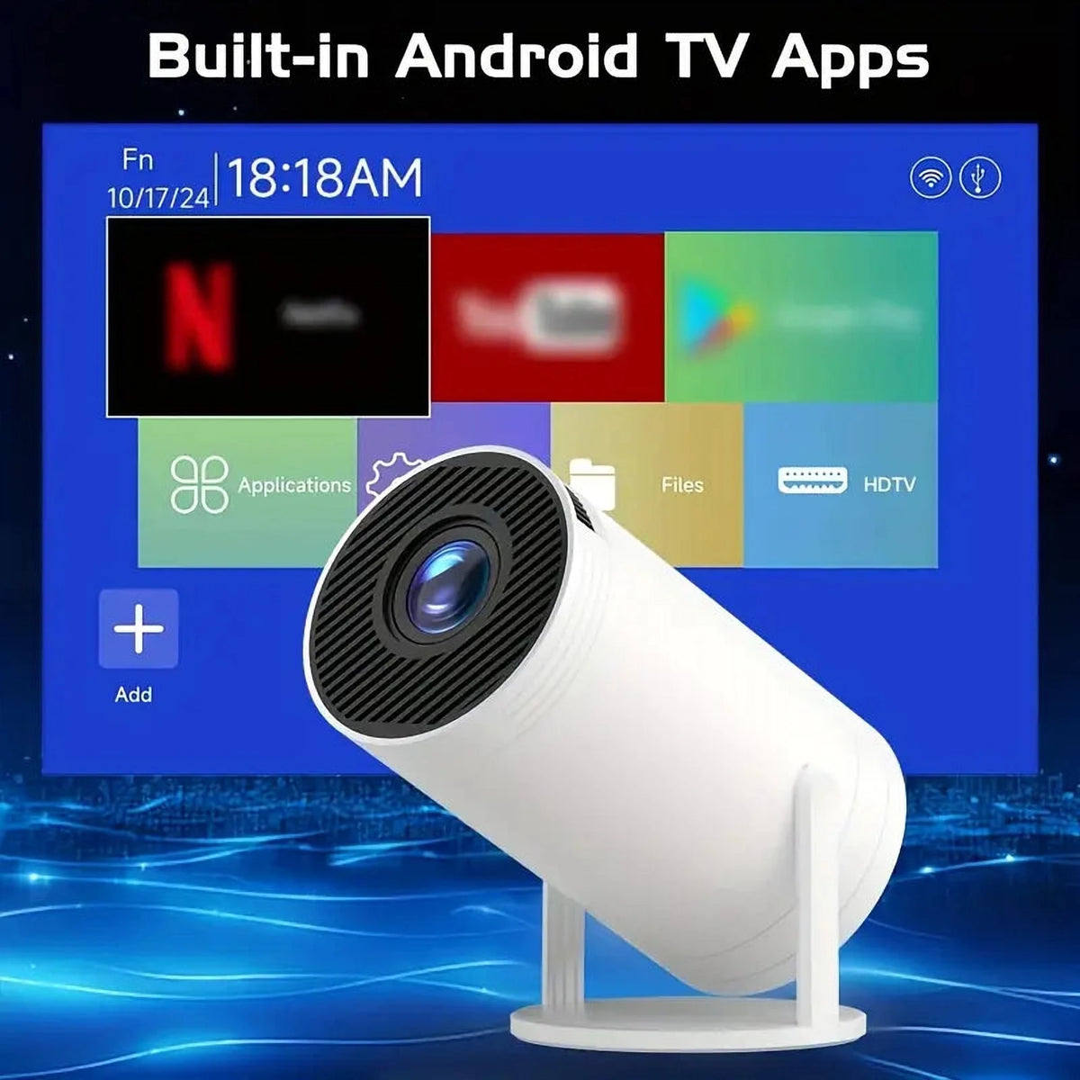 Videoproiector Portabil HY300 HD 1280 x 720, cu Wi-Fi, Bluetooth și HDMI