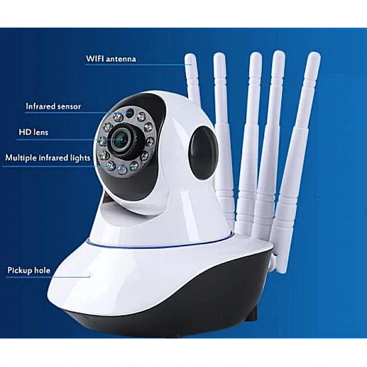 Cameră de Supraveghere Wi-Fi cu 5 Antene, Rotativă 355°, pentru Interior