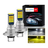 Set 2 Becuri Auto LED H7, 90W, 8500 Lm, cu Lumină Albă 6000K și Galbenă, IP65