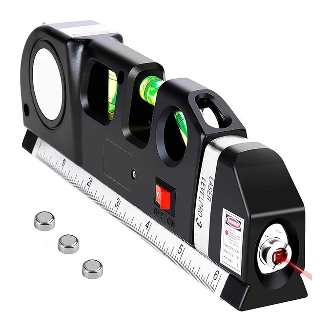 Nivelă Laser 4 în 1, Cumpănă cu Funcție Laser, Riglă și Ruletă de 2,5 m