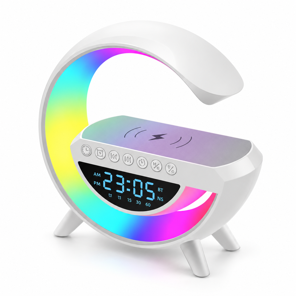Boxă Bluetooth 3 în 1 cu Lampă LED RGB și Încărcător Wireless 10W