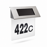 Număr de Casă LED Solar din Inox, Argintiu, cu Senzor de Lumină, 19 x 5 cm