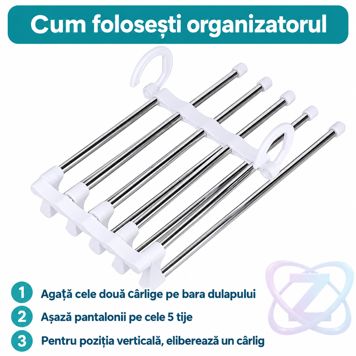 Umeraș organizator pentru pantaloni – instrucțiuni