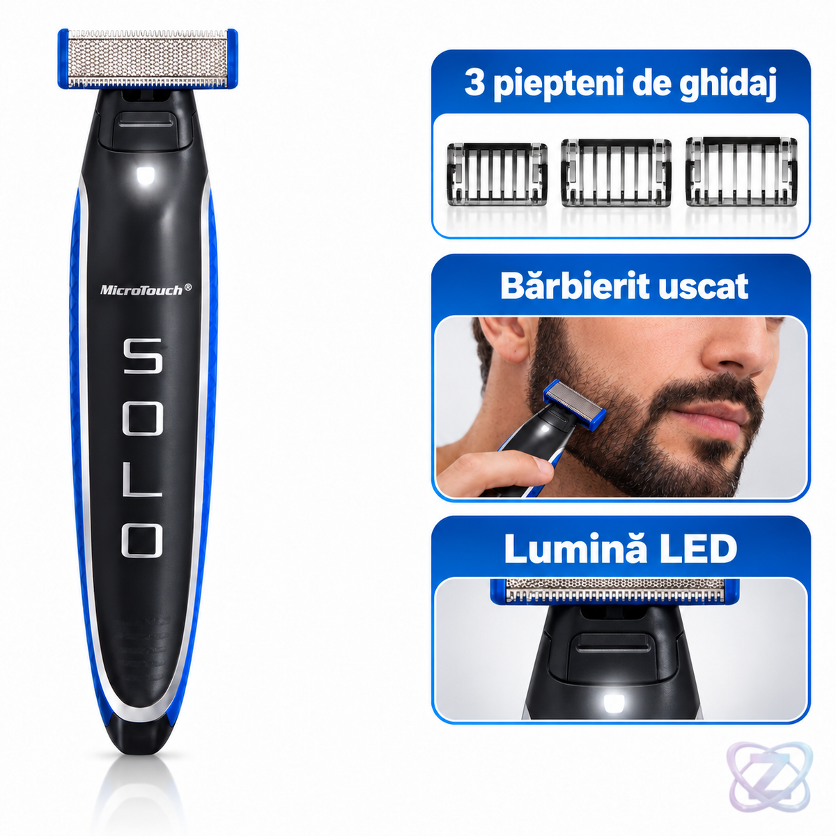 Trimmer Bărbierit și Ras Uscat, UltraFin, Precizie, 3 Capete Ajustabile – caracteristici