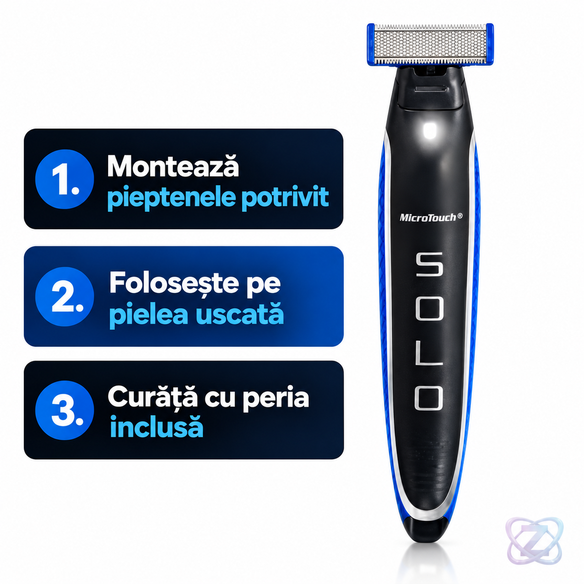 Trimmer Bărbierit și Ras Uscat, UltraFin, Precizie, 3 Capete Ajustabile – instrucțiuni