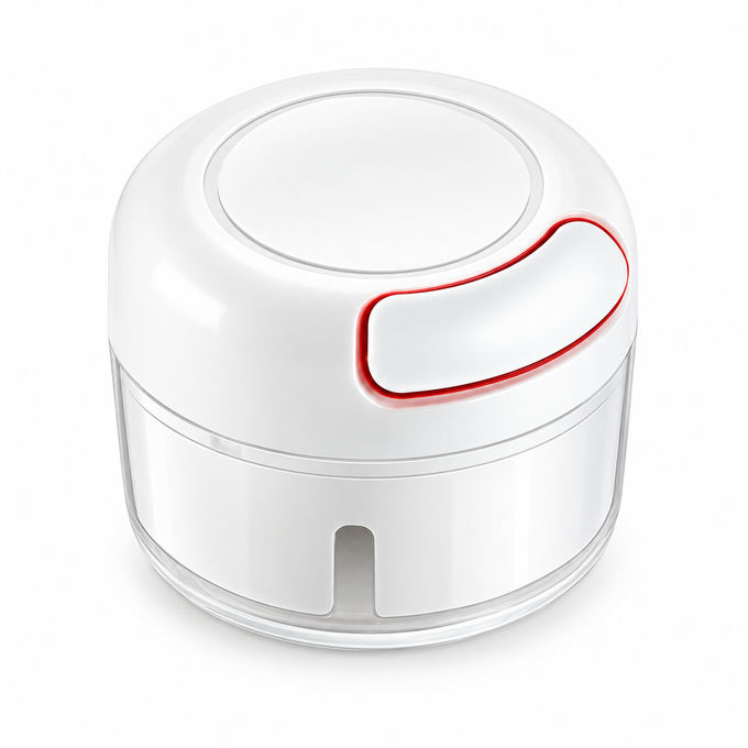 Tocător Manual de Legume Food Chopper cu Șnur, Bol din Plastic și Lame din Inox, 8,3 x 7 cm