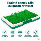 Toaletă pentru Câini cu Gazon Artificial Antibacterian, cu Grilă și Tavă, 34 x 47 x 6 cm