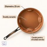 Tigaie Air Fry Ceramica  25cm, super rezistenta, fara ulei, timp scazut de coacere