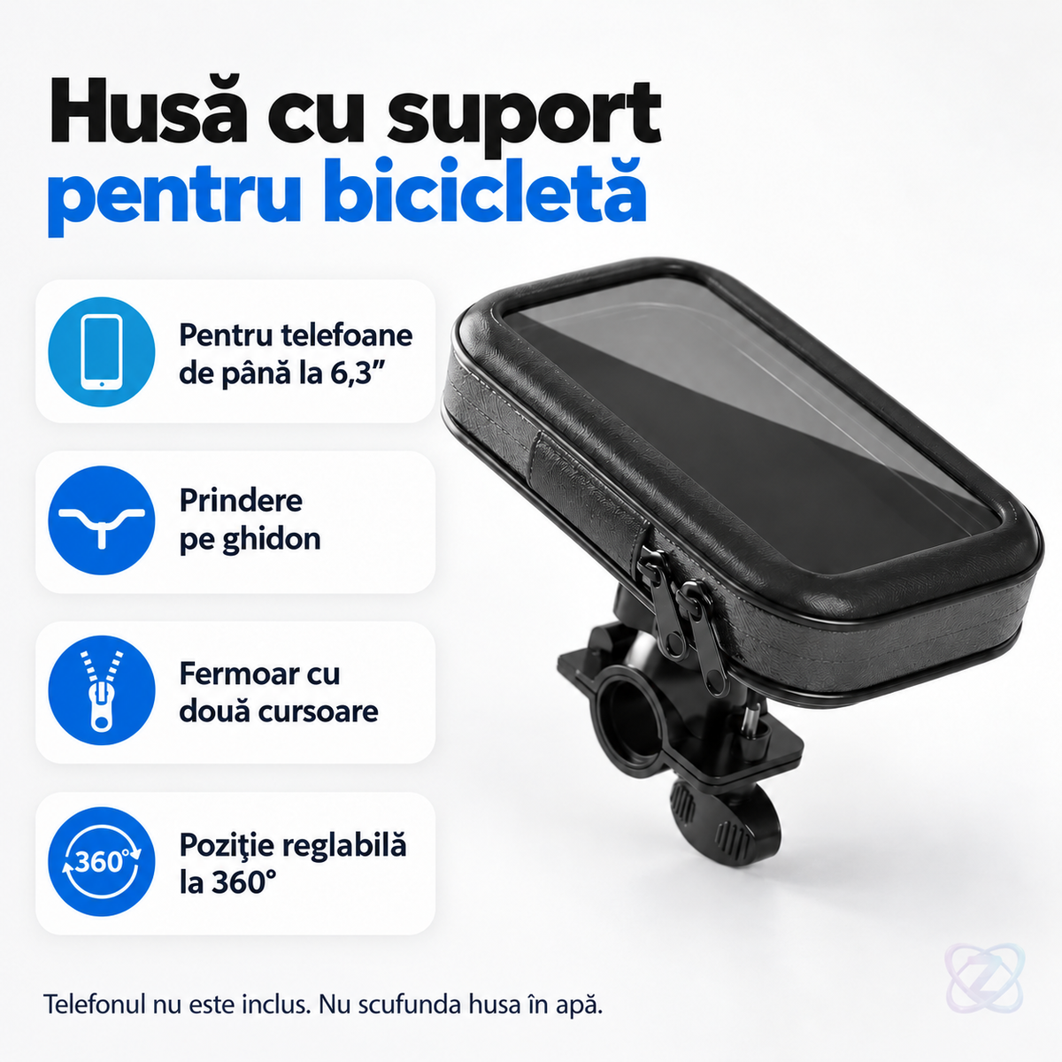 SUPORT SMARTPHONE BICICLETA, PANA LA 6.3 INCH, MONTARE GHIDON, IMPERMEABIL – caracteristici