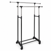 Stender Telescopic cu 2 Bare pentru Umerașe, Reglabil 67-137 cm, pe Roți