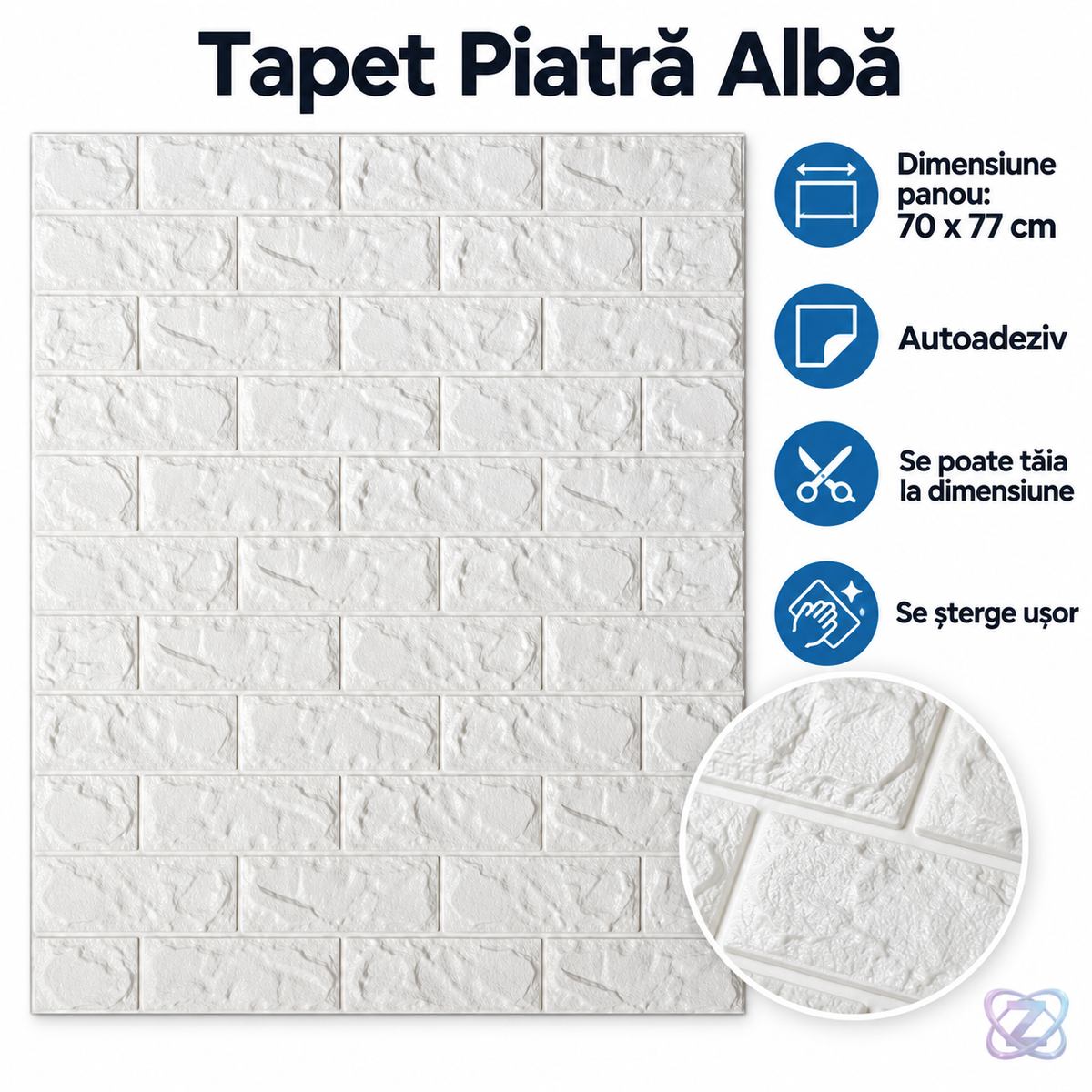 Tapet 70*77cm Piatră Albă – caracteristici