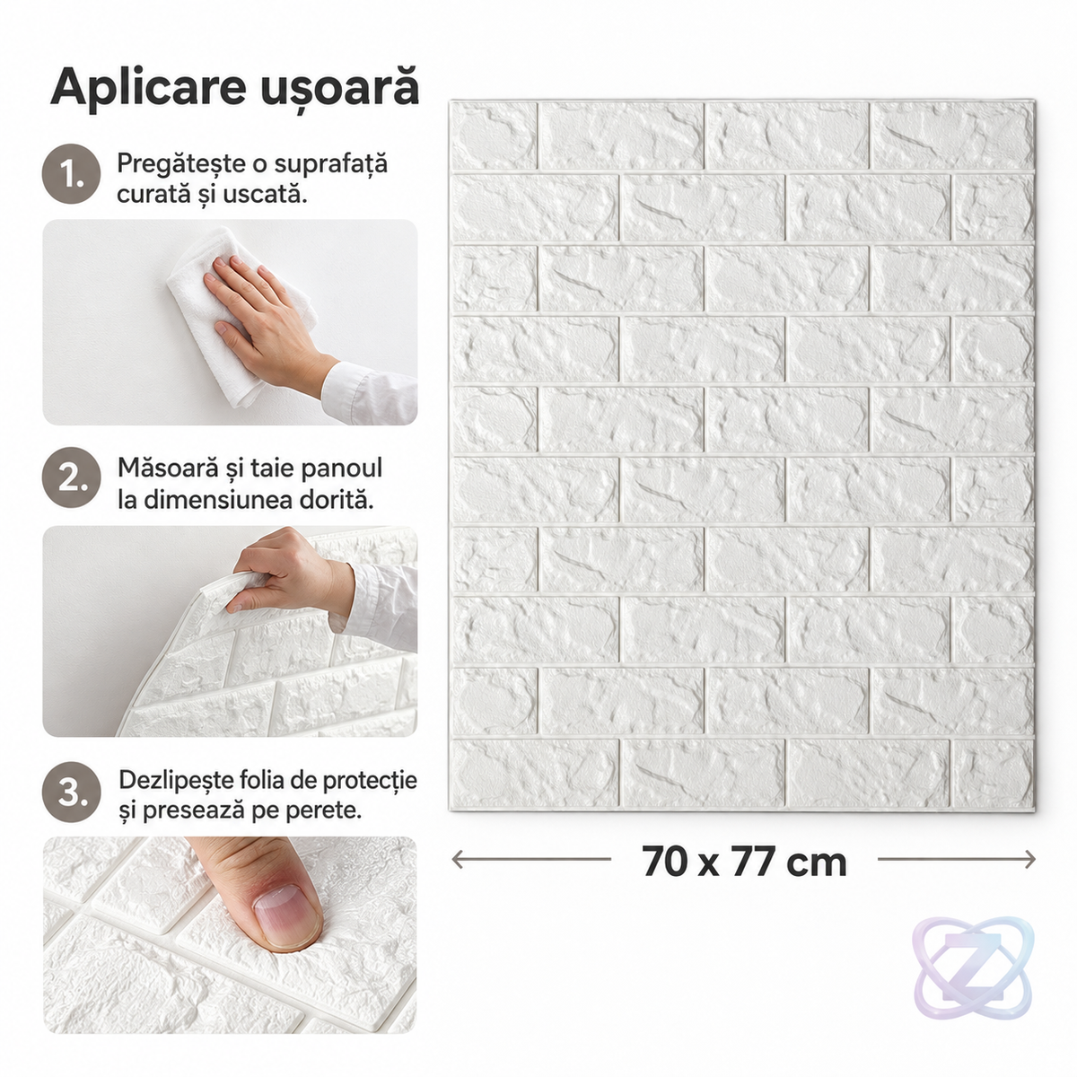 Tapet 70*77cm Piatră Albă – instrucțiuni