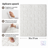 Tapet Autoadeziv Piatră Albă, 70 x 77 cm – Perete Nou în Câteva Minute, Se Curăță Cu o Clătire