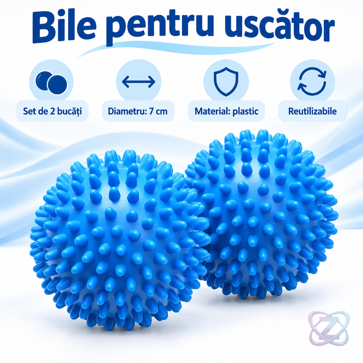 Set 2 bile pentru uscarea rapida a rufelor, Dryer Balls – caracteristici
