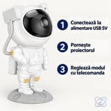 Proiector LED în Formă de Astronaut cu Telecomandă, Stele și Galaxii