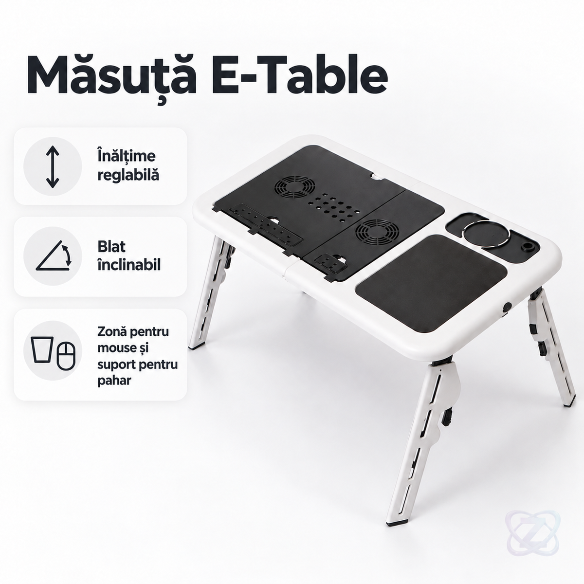 Masuta laptop multifunctionala E-Table reglabila pe inaltime – caracteristici
