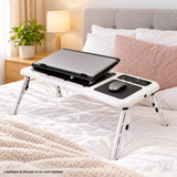 Măsuță Laptop Multifuncțională E-Table, Reglabilă pe Înălțime, cu 2 Ventilatoare