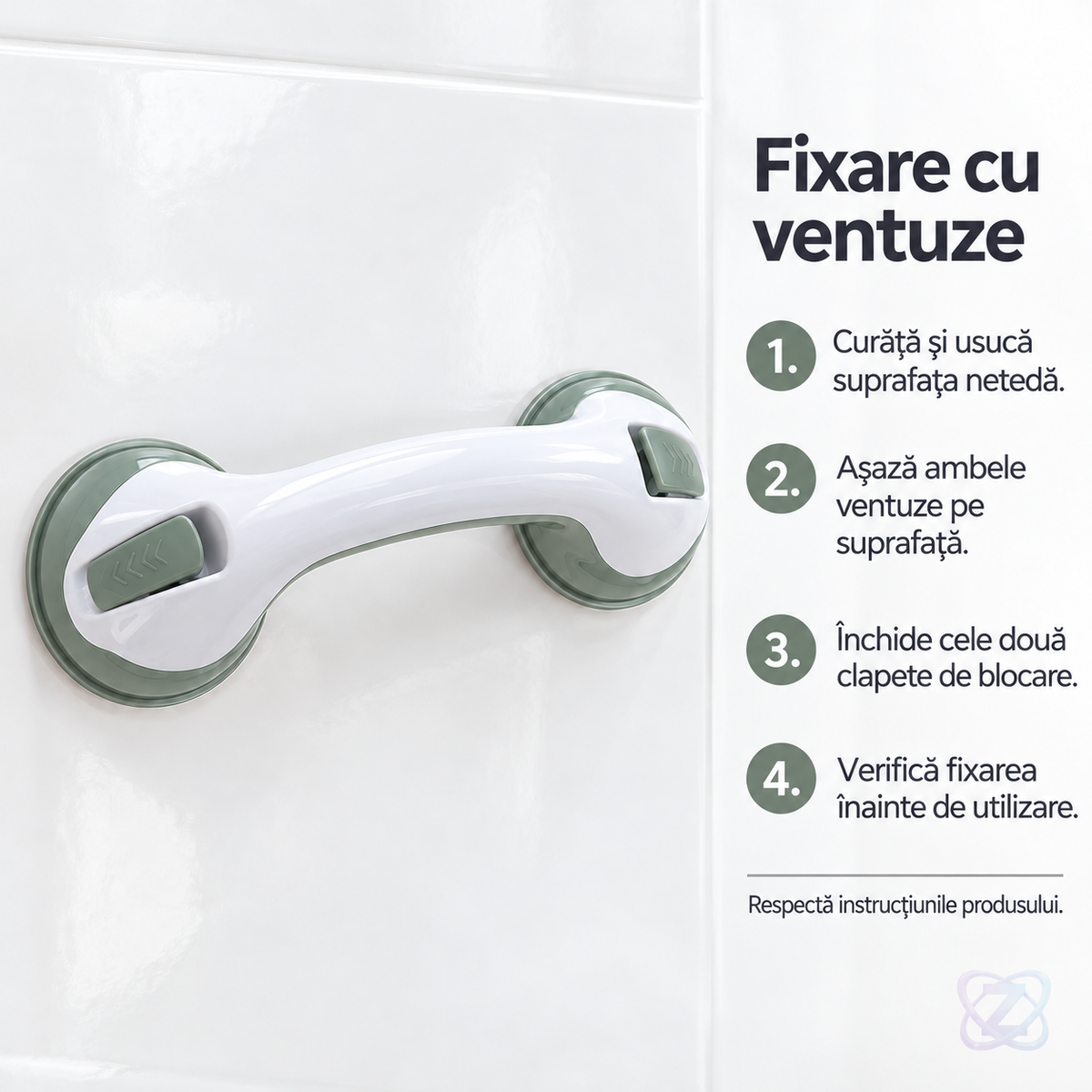 Maner de sprjin pentru baie, sustinere pentru varstnici si copii – instrucțiuni