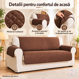 Husă Textilă Dublă EDAR pentru Protecția Canapelei cu 2 Locuri, Bej și Maro