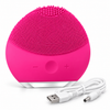 Dispozitiv de Curățare Facială Sonic din Silicon, Fucsia, cu 3 Zone și Vibrații Reglabile