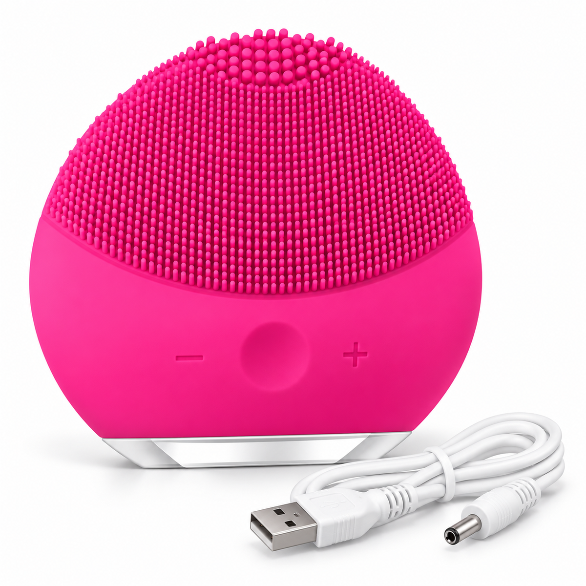 Dispozitiv de Curățare Facială Sonic din Silicon, Fucsia, cu 3 Zone și Vibrații Reglabile – hero