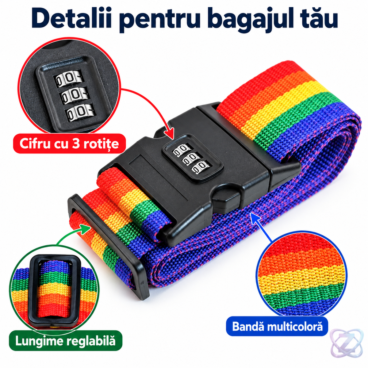 Centură de Siguranță pentru Bagaje cu Cifru, Reglabilă 85-170 cm – caracteristici verificate
