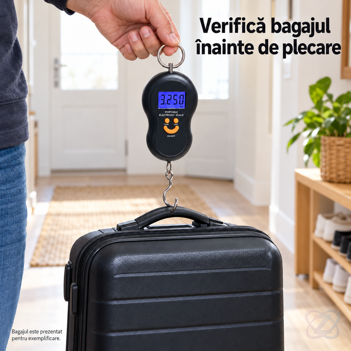 Cântar Electronic de Mână 40 kg, Negru, cu Ecran LCD Iluminat – lifestyle