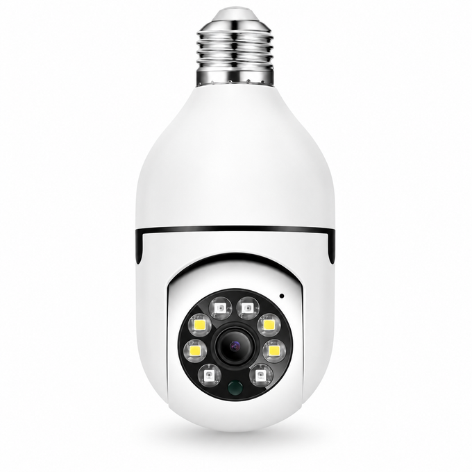 Cameră de Supraveghere tip Bec, Wi-Fi, 1080p, Rotativă 355°, cu Soclu E27