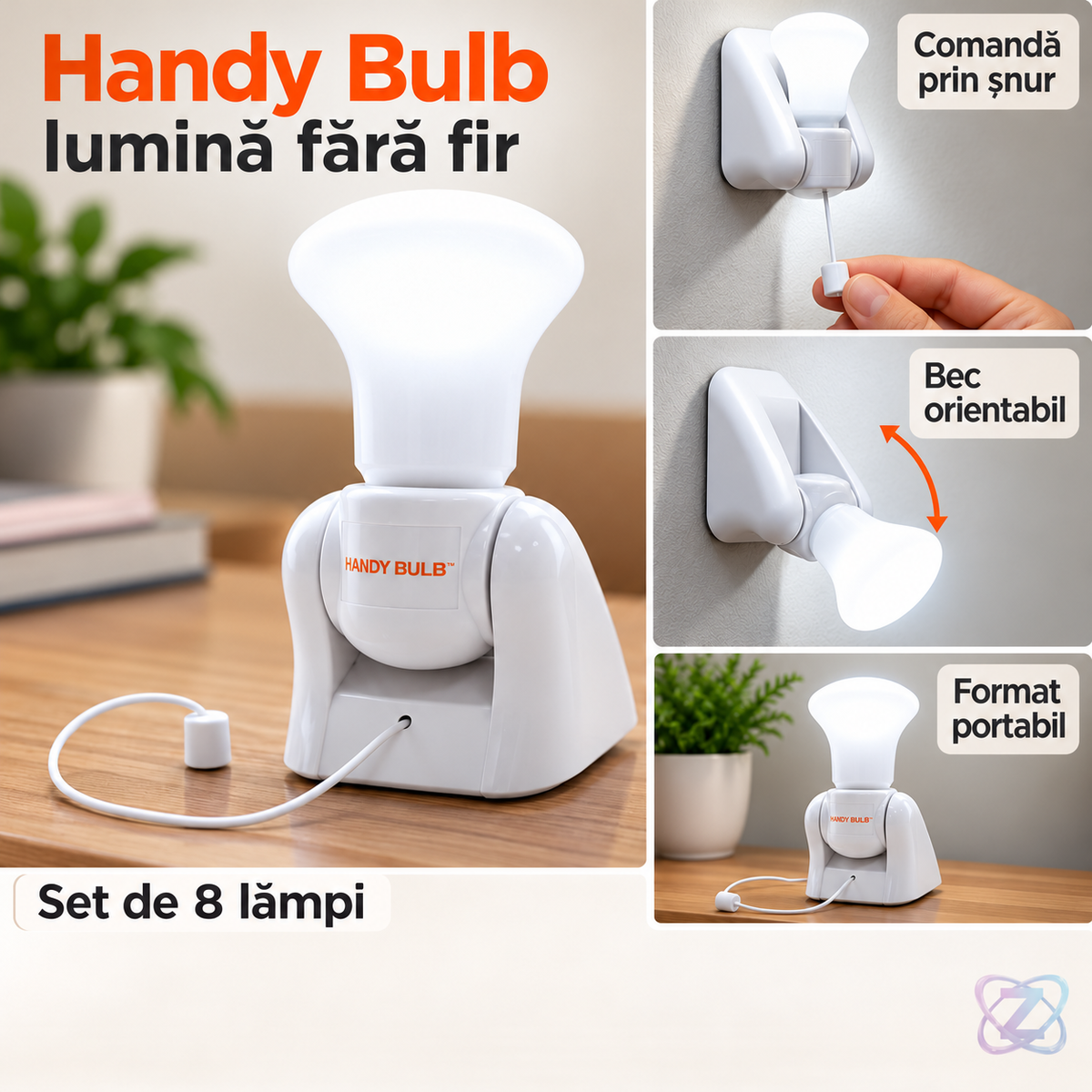 Set 8 Becuri LED fără Fir Handy Bulb, Economice, Lumină de Veghe – caracteristici verificate