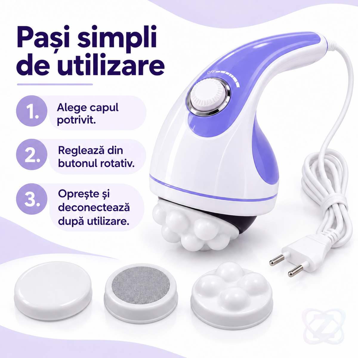Aparat de Masaj Anticelulitic Relax Spin and Tone, cu 4 Capete Interschimbabile – instructions