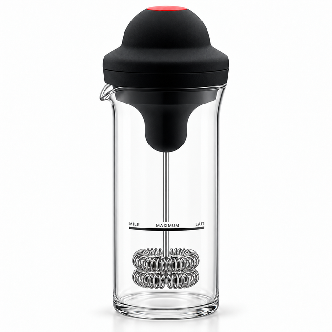 Mixer Spumant pentru Lapte și Cappuccino cu Recipient din Sticlă, 450 ml