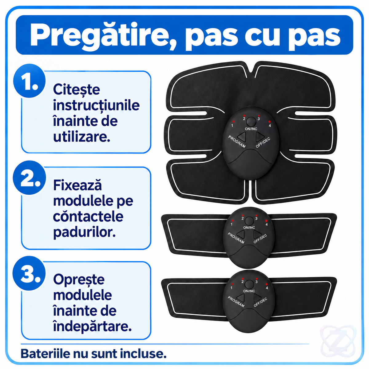Aparat de Remodelare a Abdomenului cu Electrostimulare EMS, SixPack Gym – instructions