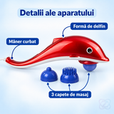 Aparat de Masaj în Formă de Delfin, cu Lampă cu Infraroșu și 3 Capete de Masaj