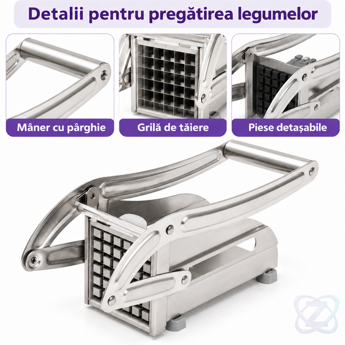 Aparat de Tăiat Cartofi Pai și Legume din Inox, cu 2 Forme de Tăiere – features