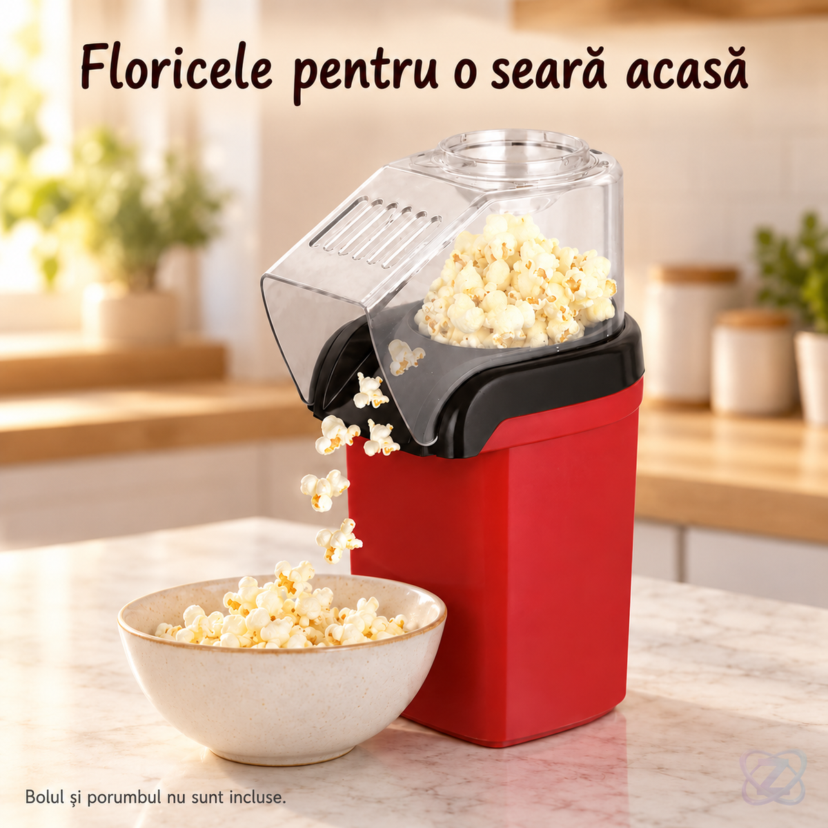 Aparat de Făcut Popcorn fără Ulei, Snack Maker 1200W cu Aer Cald – lifestyle