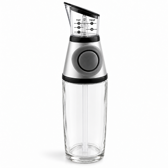 Dispenser din Sticlă, 500 ml, pentru Ulei sau Oțet, cu Dozare Gradată