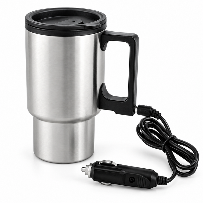 Cană Termos Auto pentru Cafea și Ceai, cu Încălzire la Bricheta Mașinii, 450 ml