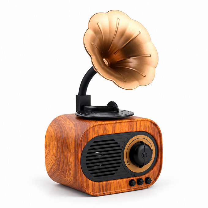 Boxă Portabilă Retro Pickup, Bluetooth, Design Vintage, USB/TF/AUX, Baterie 1200 mAh, 11 x 23 cm