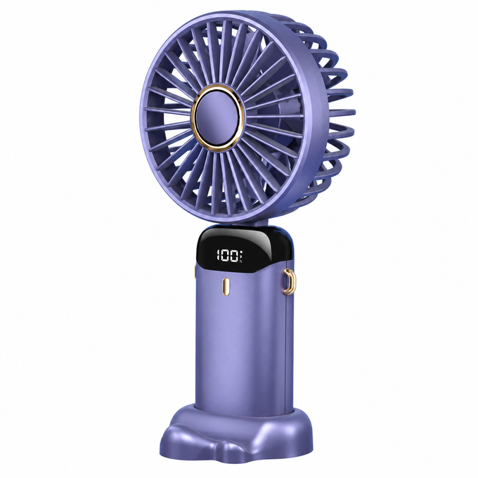 Mini Ventilator Silențios cu Afișaj LED, 5 Viteze, Baterie 1800 mAh