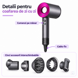 Uscător de Păr 5 în 1 cu 5 Accesorii Interschimbabile și Tehnologie cu Ioni Negativi