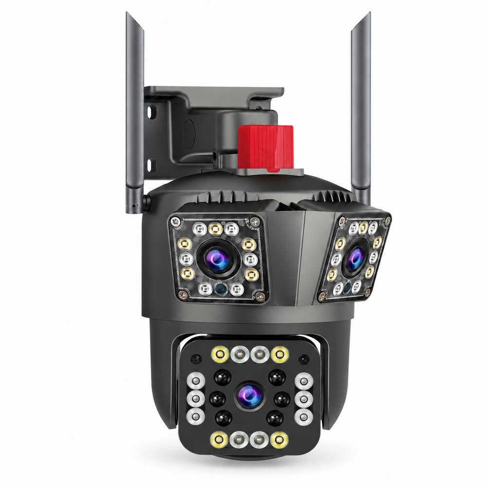 Cameră de Supraveghere Wi-Fi cu 3 Obiective, 12MP, Zoom 10X, Detectare Mișcare