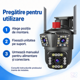 Cameră de Supraveghere Wi-Fi cu 3 Obiective, 12MP, Zoom 10X, Detectare Mișcare