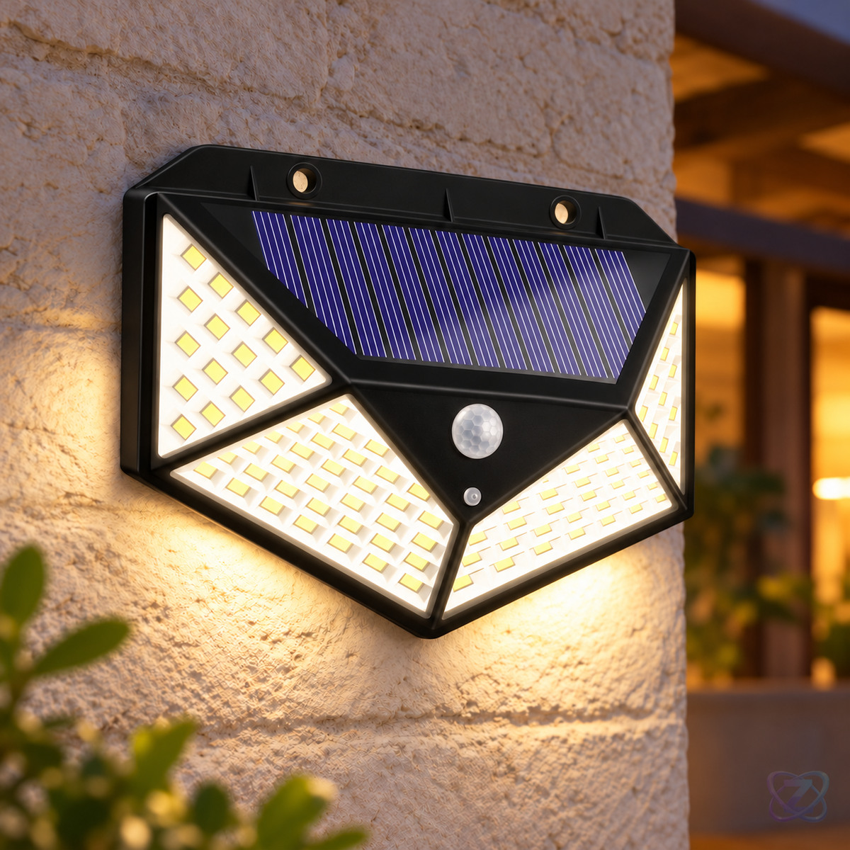 Lampă Solară cu Senzor de Mișcare, 100 LED-uri, 600 Lumeni, cu 3 Moduri de Funcționare – lifestyle