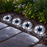 Set 4 Lămpi Solare LED pentru Gradină, cu 8 LED-uri, Fără Fir, de Înfipt în Pământ
