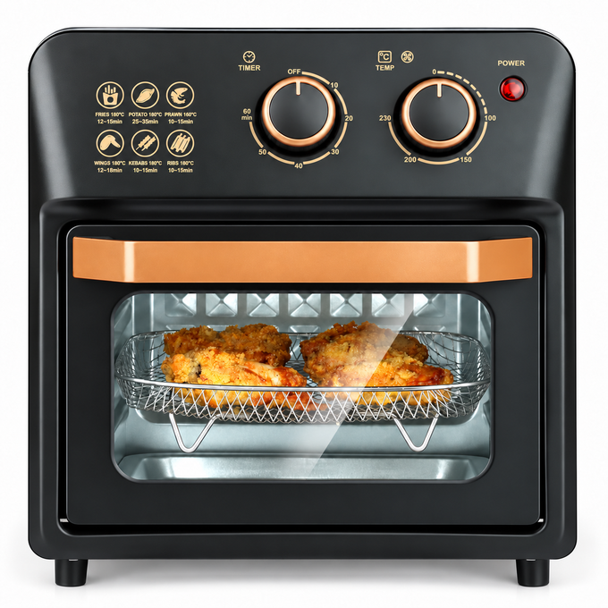 Friteuză Airfryer Cuptor Electric cu Grill, 12 L, cu Circulație a Aerului 360°